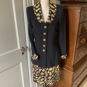 St. John Black and Gold Size 8 evening suit
